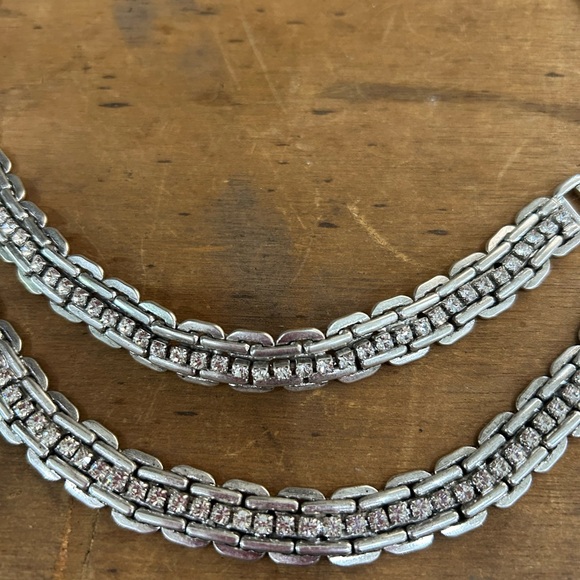 Set JCrew Necklace and Bracelet Beautiful JCrew Silver-Toned with Rhinestones - Picture 4 of 6